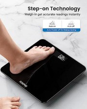 Tempered Glass Bathroom Scales Body Weighing LED Display 4 High Precision 180kg