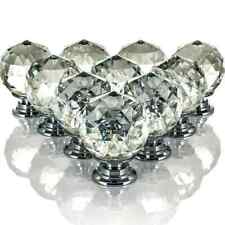 CLEAR CRYSTAL DIAMOND GLASS DOOR KNOBS CUPBOARD DRAWER FURNITURE HANDLE CABINET