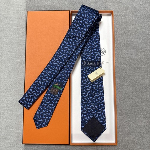 Hermes tie navy - navy, blue