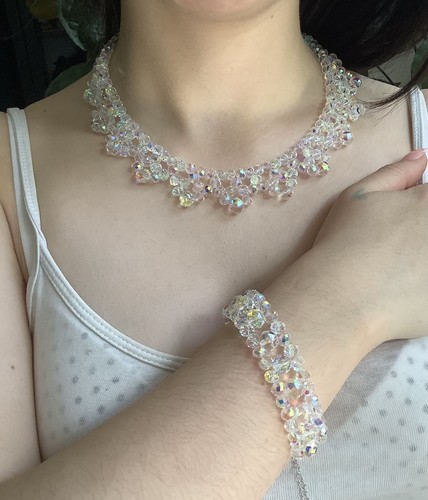 Austrian crystal necklace - ab,