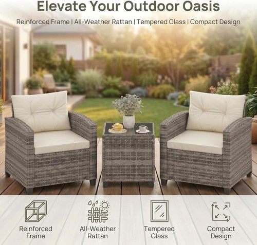 3piece rattan garden furniture - rattan,