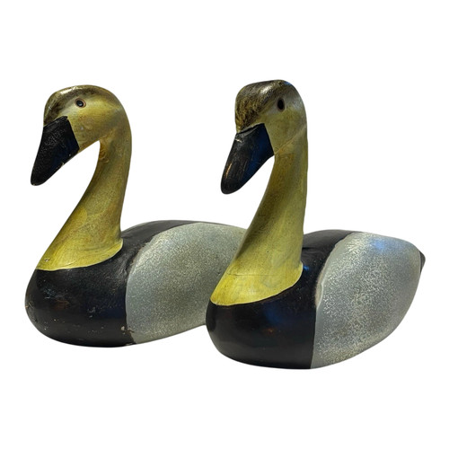 Pair hand carved - hand‑carved, wooden