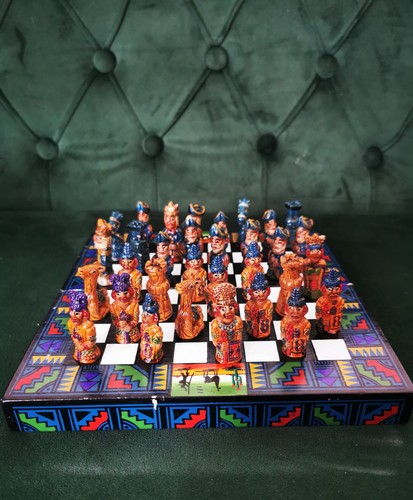 Vintage folding ceramic chess - folding,