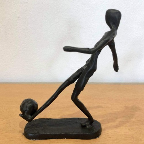 Metal football striker - metal, statue