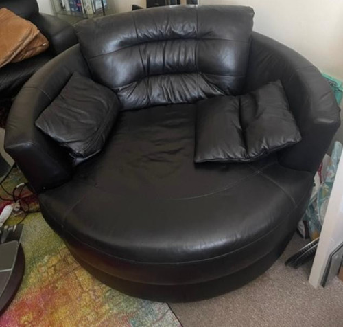 Dfs large black leather cuddle - dfs,