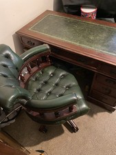 Beautiful Vintage Chesterfield Captains Chair & Desk Leather Adjustable Tilting