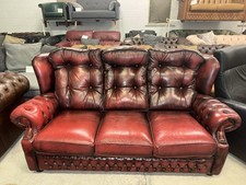Springvale Chesterfield Oxblood Real Leather Three Seater Sofa