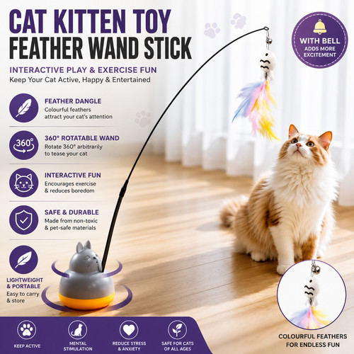 Cat kitten toy - kitten, wand