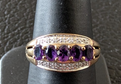 9ct yellow gold amethyst - yellow,