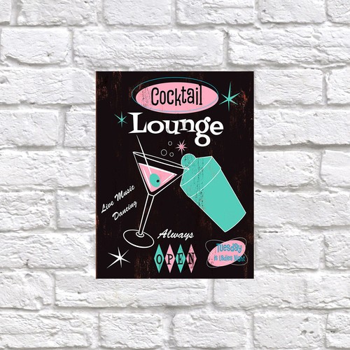 Cocktail lounge retro tin - retro,