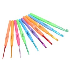 10pcs Crochet Hooks Comfortable Handle Printed Size Glossy Aluminum Material HOT