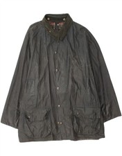 BARBOUR Mens Beaufort Waxed Cotton Jacket UK 48 XL Black Cotton DX30