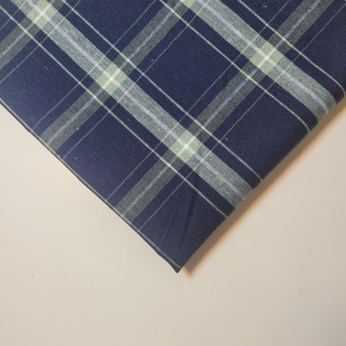Navy sage cotton tartan - navy, fabric