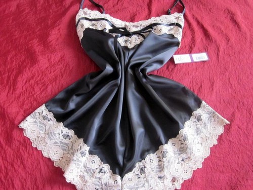 Black satin cami - black, cami-knickers