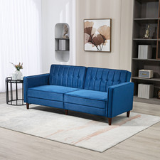 Blue 3-Seater Convertible Sofa