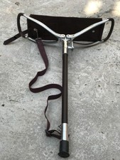 BIG SIZE BROWN LEATHER SHOOTING STICK WITH  RUBBER  Ferrule  Walking Chairs (B)