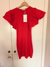 Zara Ruffle Sleeve Red Dress