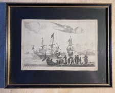 DUTCH HARBOUR Antique 1656 Original Etching By Reinier Nooms (Zeeman).