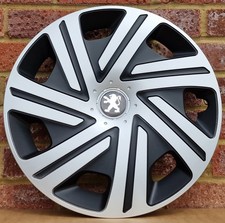 Silver /Black 15" wheel trims to fit Peug. 108, 208, 207 (except  Boxer)