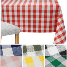 Gingham Checked PVC Wipe Clean Tablecloth Vinyl Oilcloth Kitchen Dining Table