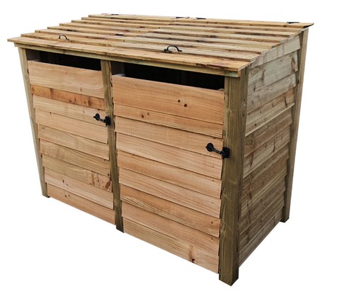 Wooden wheelie bin - wooden,