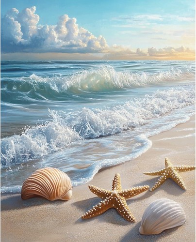 Beach paint numbers kit - beach,