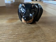 Quail Ceramics dog Face Egg Cup   Dachshund Black Tan brand new with sticker