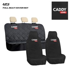 FOR VW VOLKSWAGEN CADDY MAXI - FRONT + QUILTED REAR SEAT COVERS BLACK - FULL SET