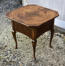 Vintage Walnut Sewing Box on Cabriole Supports