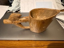 folk art canoe cup carved