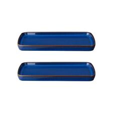 Denby - Imperial Blue Serving Platter Tray Set of 2 - Rectangular Ceramic