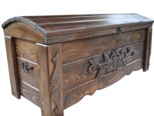 Wooden Vintage Blanket Trunk Box Coffee Table Chest Ottoman Furniture WFR2