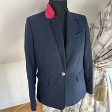 Joules Ladies Horatia Navy  Blue Tweed Blazer Jacket Wool-UK12  Lined VGC