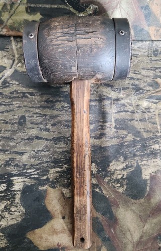 Antique wooden mallet iron - antique,