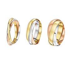 9ct Russian Wedding Ring Multi-Tone 3 Colour Gold Band Three Colour 2mm 3mm 4mm