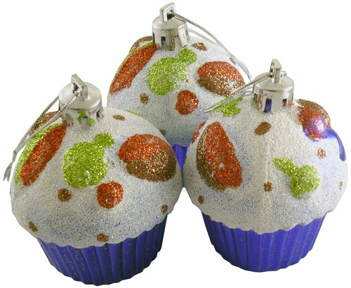Cupcake ornaments set 3 - cupcake, of