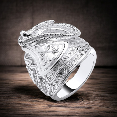 Sterling silver men saddle - silver,