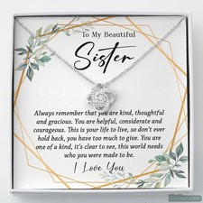 To My Sister Necklace, Heartfelt Jewelry Gift, Birthday Present For Little Sis