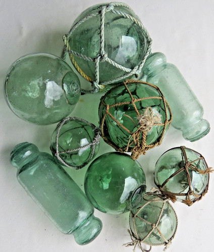 Japanese glass fishing floats - glass,