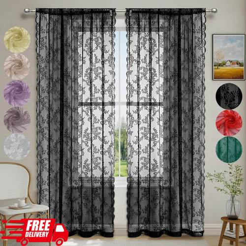 Lace sheer curtain panel - curtain,