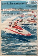 GÉO HAM LARGE POSTER NAUTICAL FESTIVAL CANNES ORIGINAL POSTER 1961