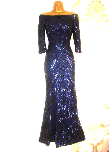 Quiz navy sequin - sequin, ballgown