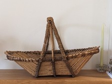 Vintage French Harvest Trug Fruit Basket with Handle Farmhouse Decor