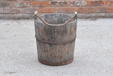 old vintage wooden rice bucket