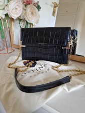 ASPINAL OF LONDON LADIES SHOUDER BAG BLACK CROC PURSE