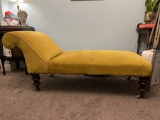 Chaise Lounge Sofa In Mustard Velvet