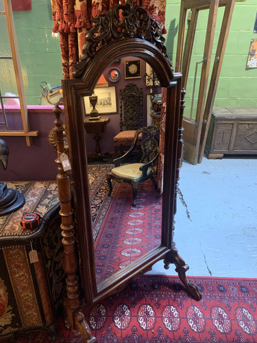 Antique cheval mirror with - antique,