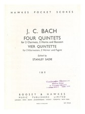 BACH, JOHANN CHRISTIAN. SADIE, STANLEY Four quintets for 2 clarinets, 2 horns an