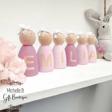 Personalised Wooden Peg Dolls Baby Name Gift PRICE PER DOLL (Minimum Order 3)