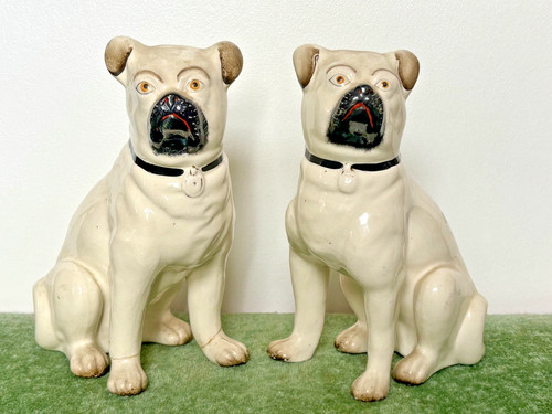 Pair antique staffordshire - pair, pug